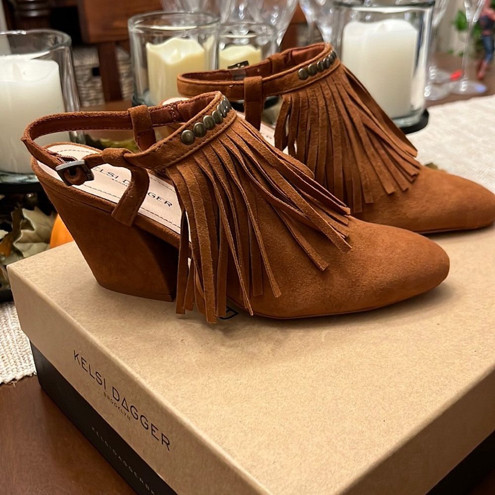 Kelsi Dagger Brooklyn Ilona suede bootie with fringe - Picture 2 of 7
